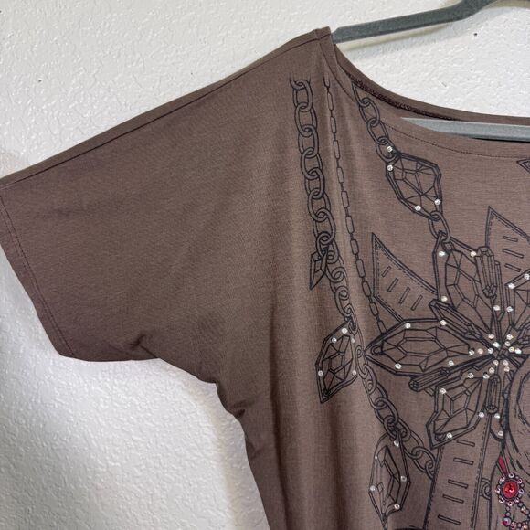 Key Closet Top Women Small Tunic Owl Key Mini Dress Swarovski Crystal Rhinestone - Picture 5 of 7